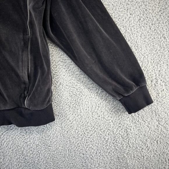 Vintage Puma Track Jacket men's Large Black Zip Suede Velour Embroidered Y2K - Picture 2 of 12
